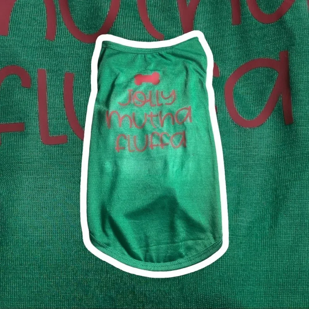 Hand Crafted Funny Christmas Dog Shirt, Jolly Motha Fluffa, Funny dog‎ shirt